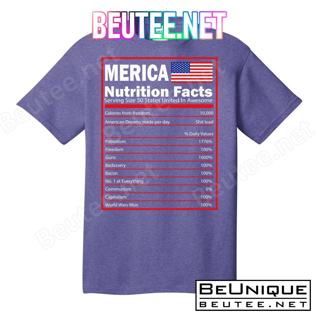 Merica Nutrition Facts T-Shirts
