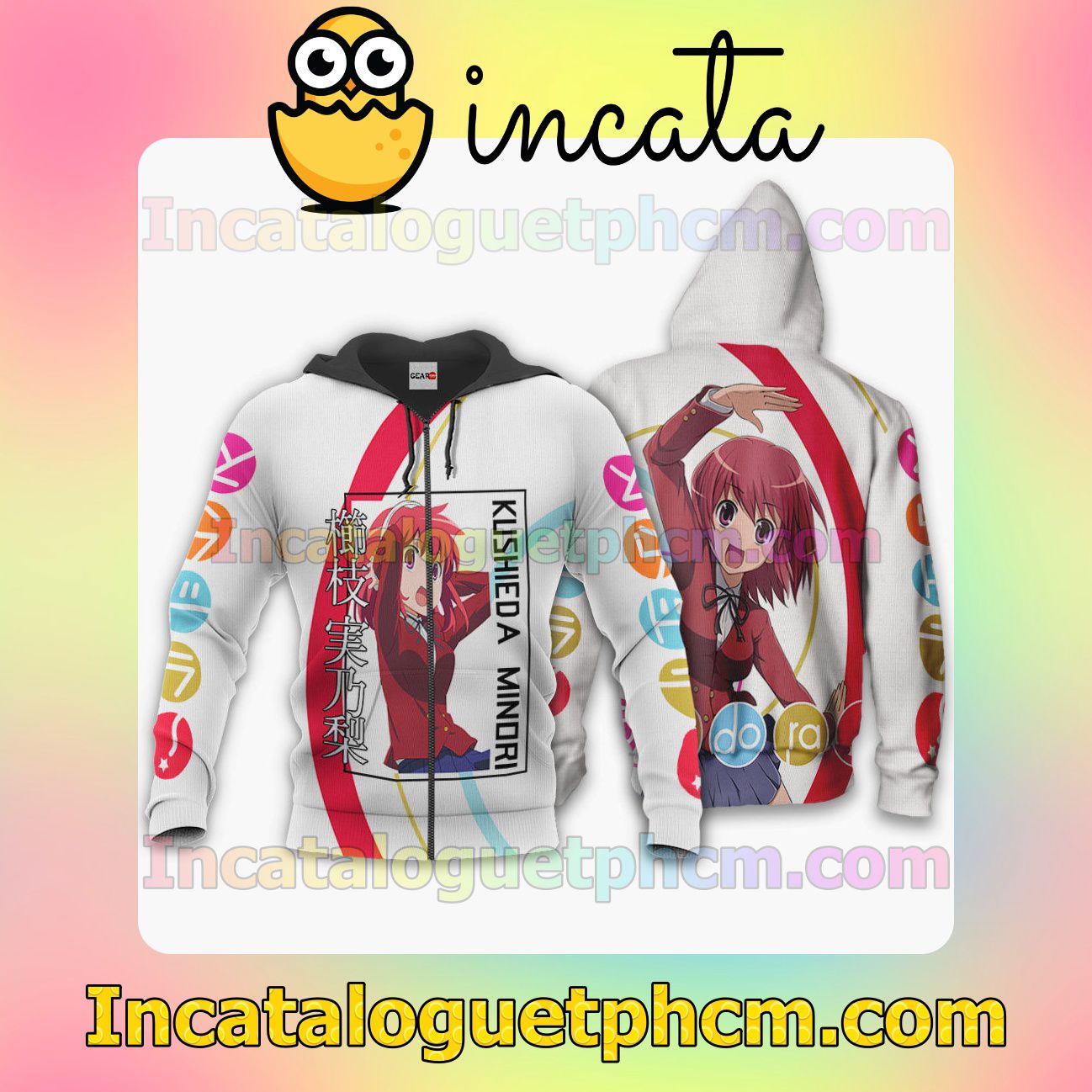 Kushieda Minori Toradora Anime Clothing Merch Zip Hoodie Jacket Shirts