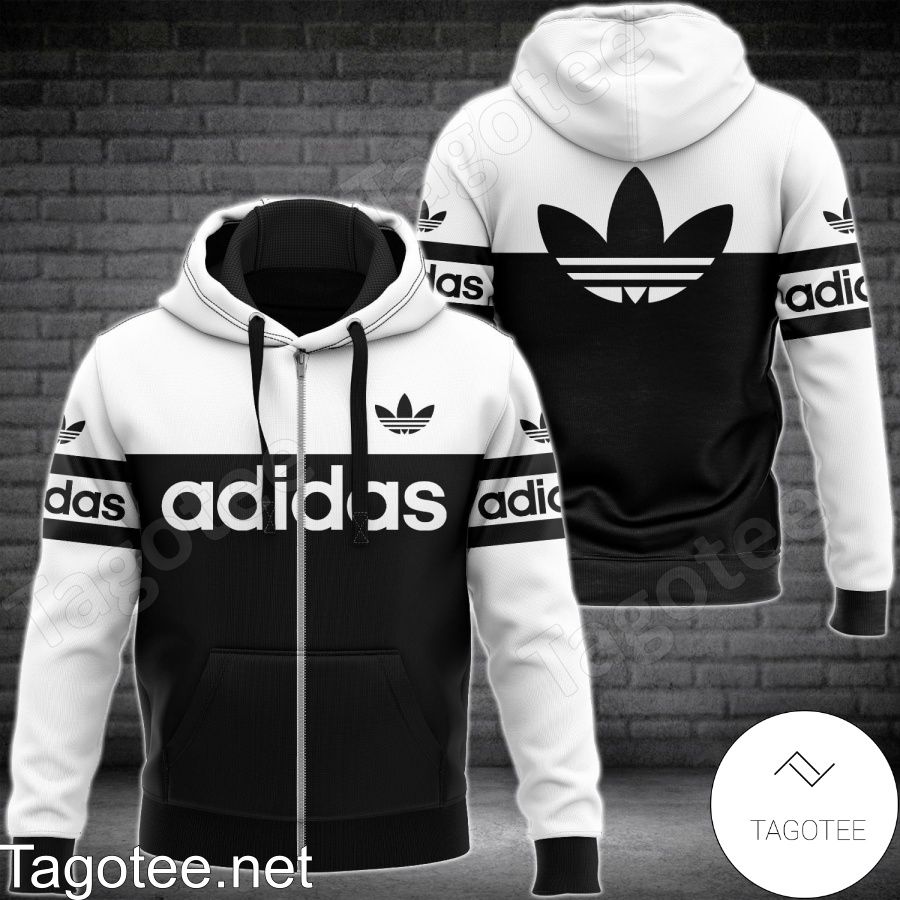 Adidas Luxury Brand Black And White Basic Hoodie