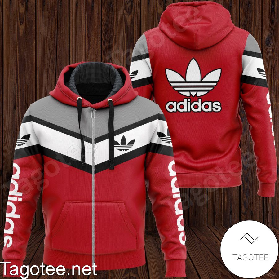 Adidas Luxury Brand Red Mix Colors Hoodie