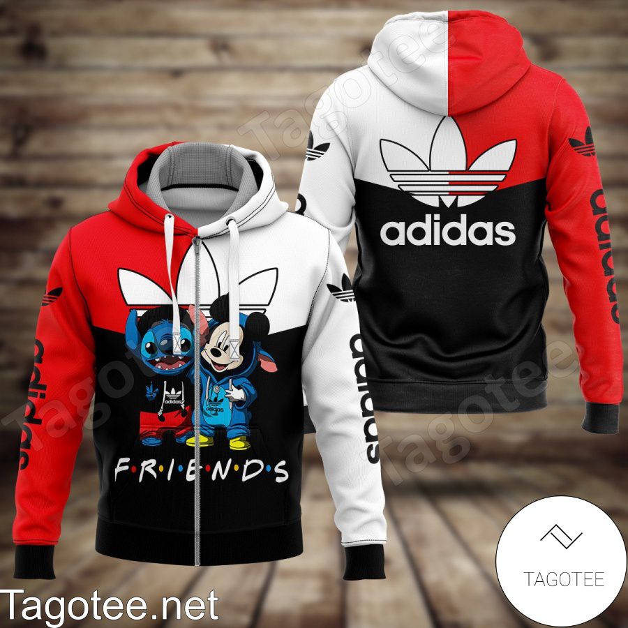 Adidas Stitch And Mickey Friends Black White Red Hoodie