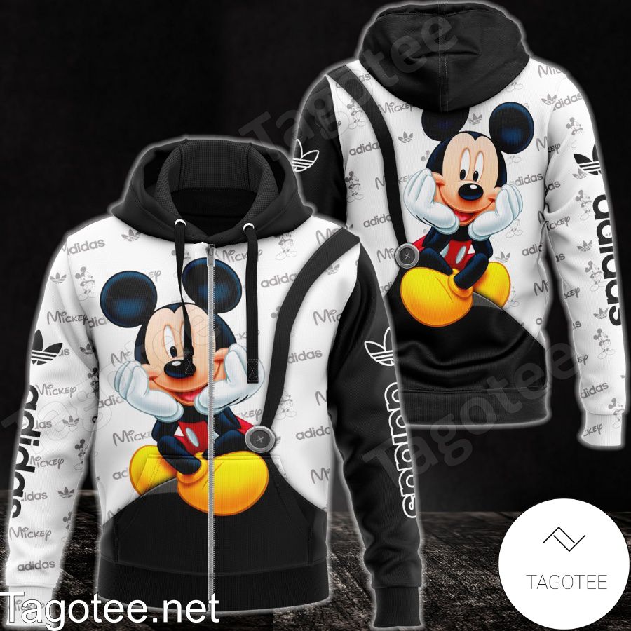 Adidas With Mickey Mouse Black And White Hoodie