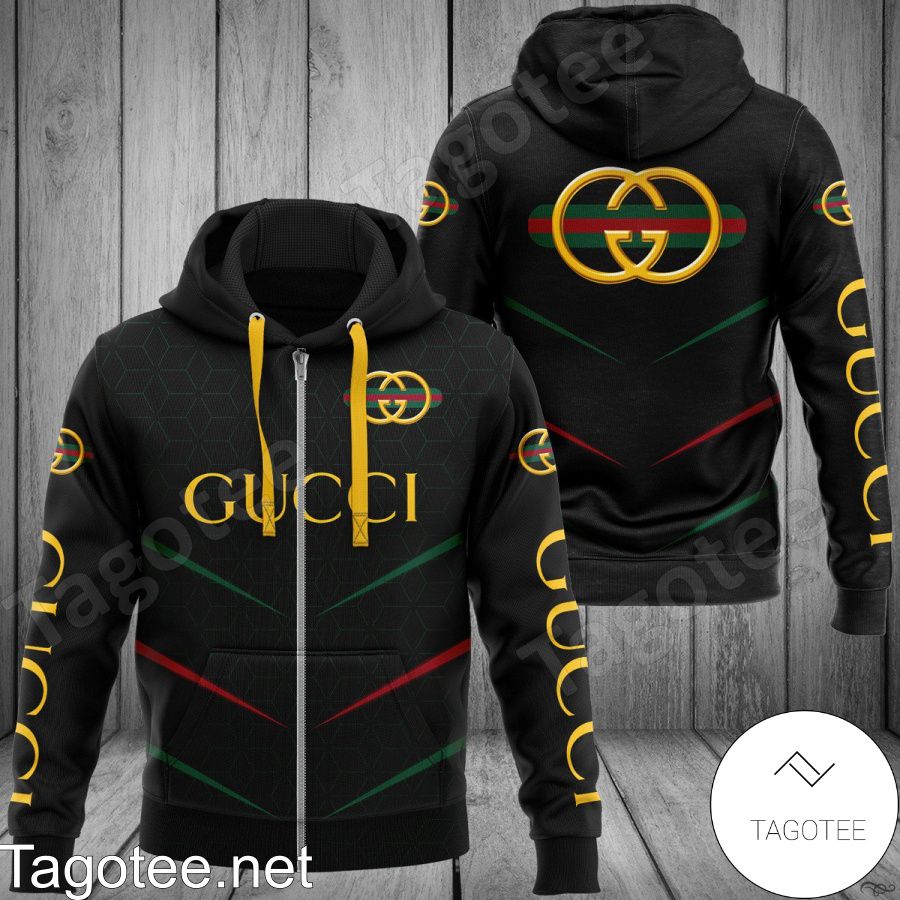 Gucci Brand Name And Logo Metro Rhombus Black Hoodie