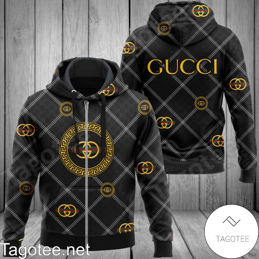 Gucci Greek Key Logo Diagonal Square Hoodie