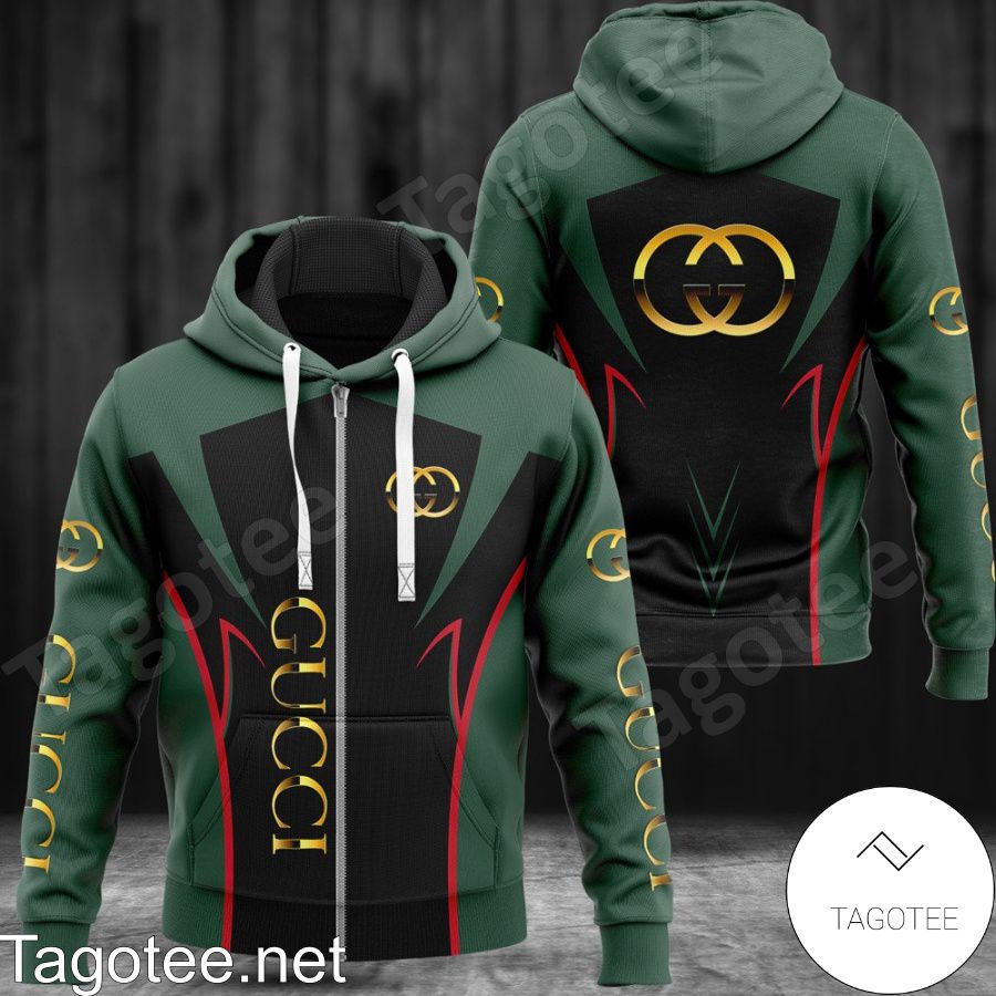 Gucci Luxury Brand Green And Black Hoodie