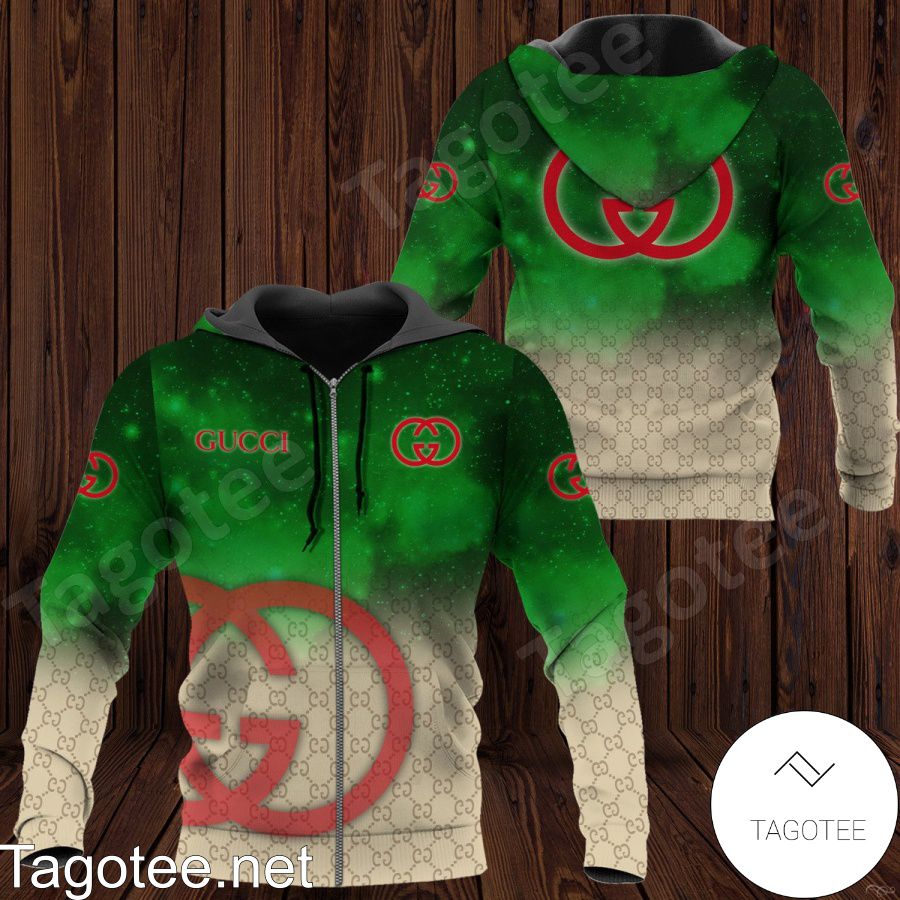 Gucci Monogram Green Glowing Particles Hoodie
