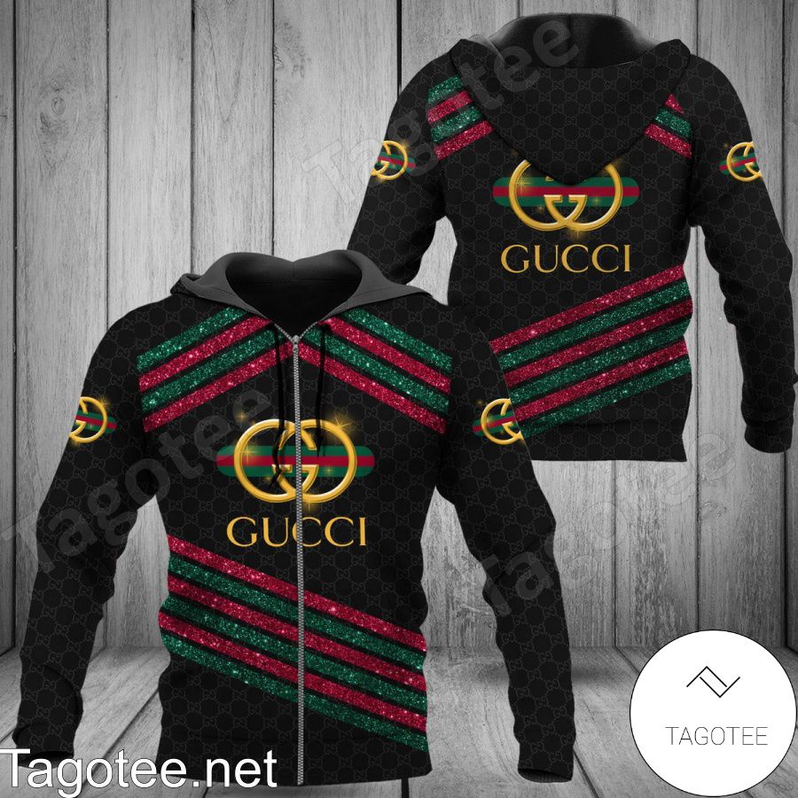 Gucci Red And Green Glitter Stripes Hoodie