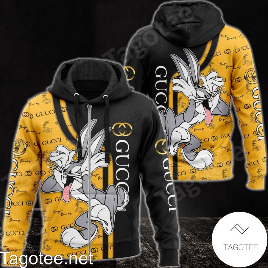 Gucci With Bugs Bunny Black And Yellow Hoodie