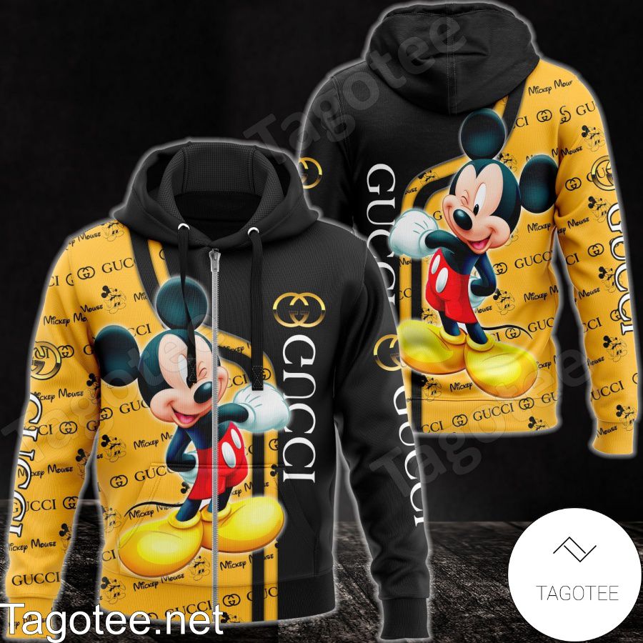 Gucci With Mickey Mouse Black And Yellow Hoodie