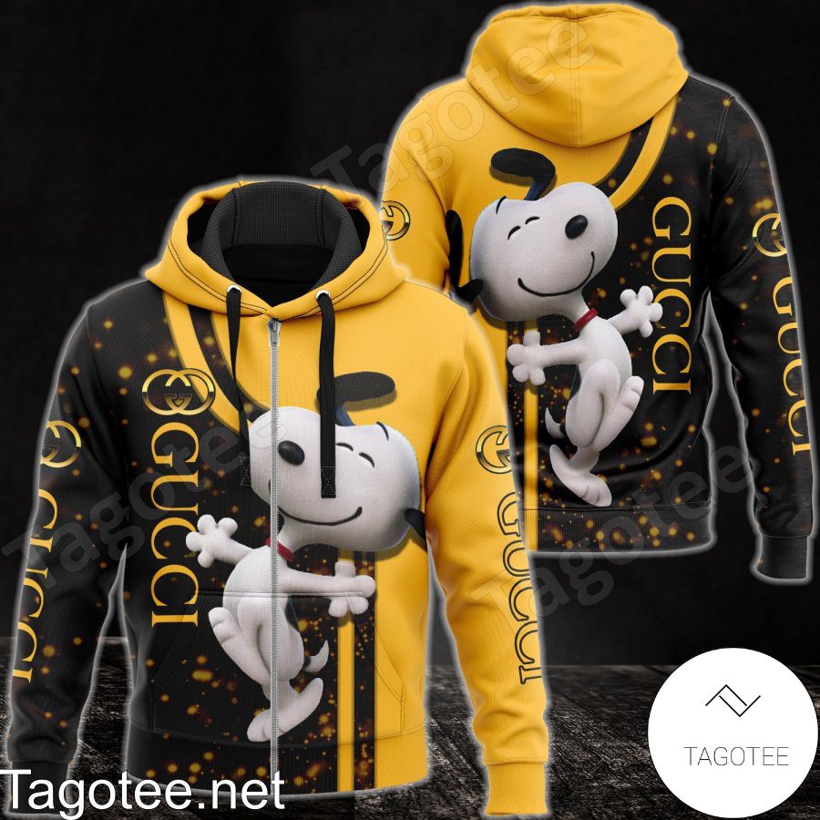 Gucci With Snoopy Black And Yellow Hoodie