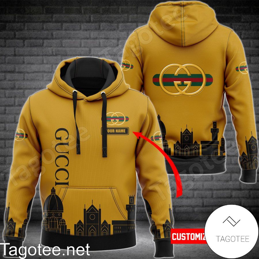 Personalized Gucci City Skyline Silhouette Yellow Hoodie