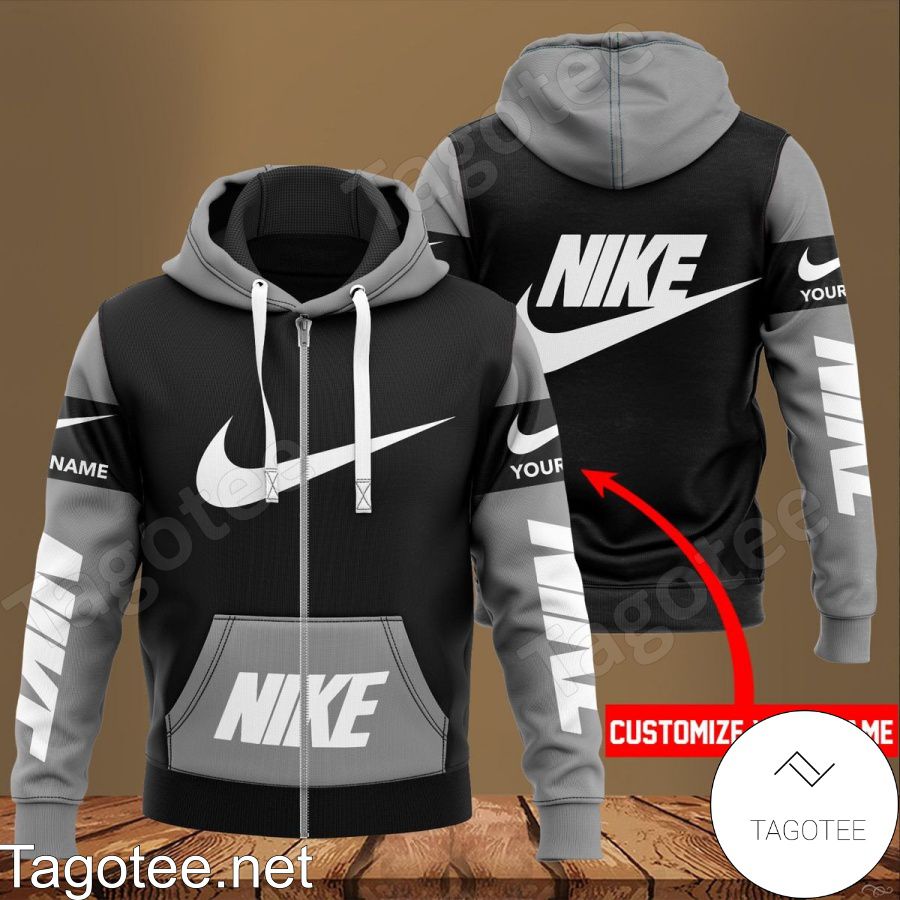 Personalized Nike Black And Grey Hoodie