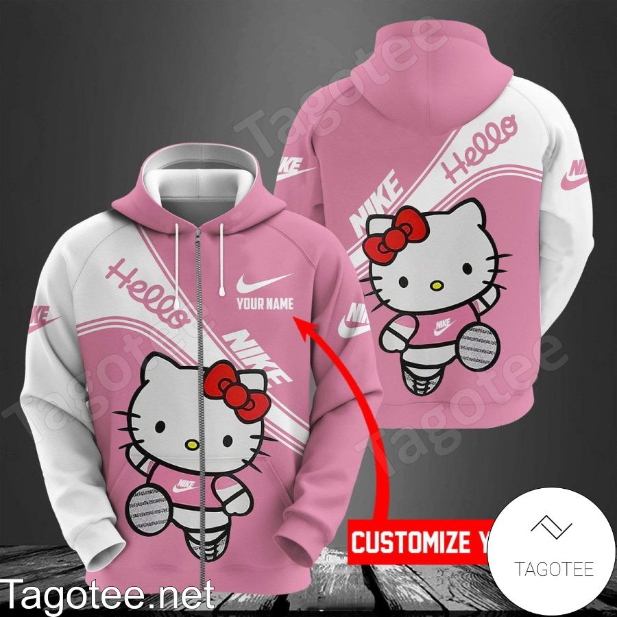 Personalized Nike Hello Kitty Pink White Hoodie
