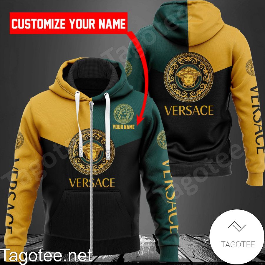 Personalized Versace Mix Color Green Yellow And Black Hoodie