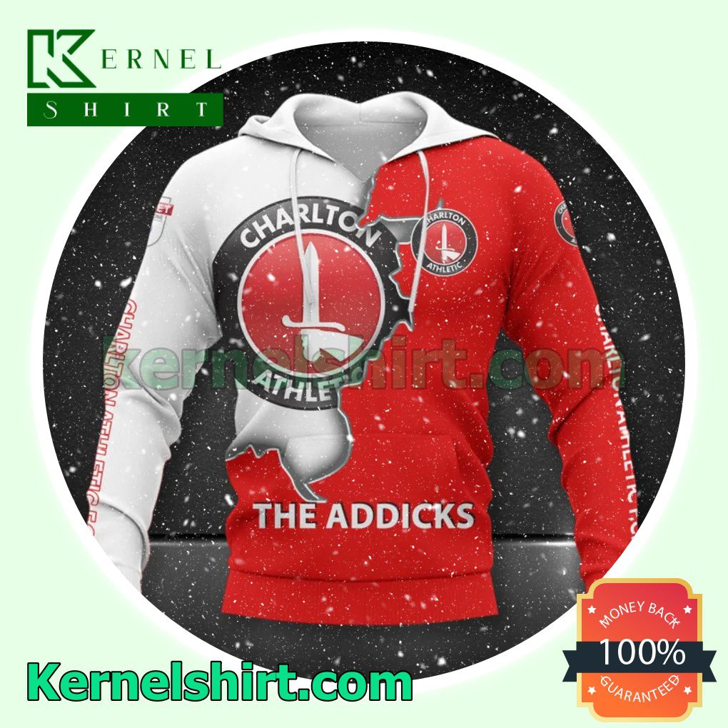 Charlton Athletic FC The Addicks All Over Print Pullover Hoodie Zipper